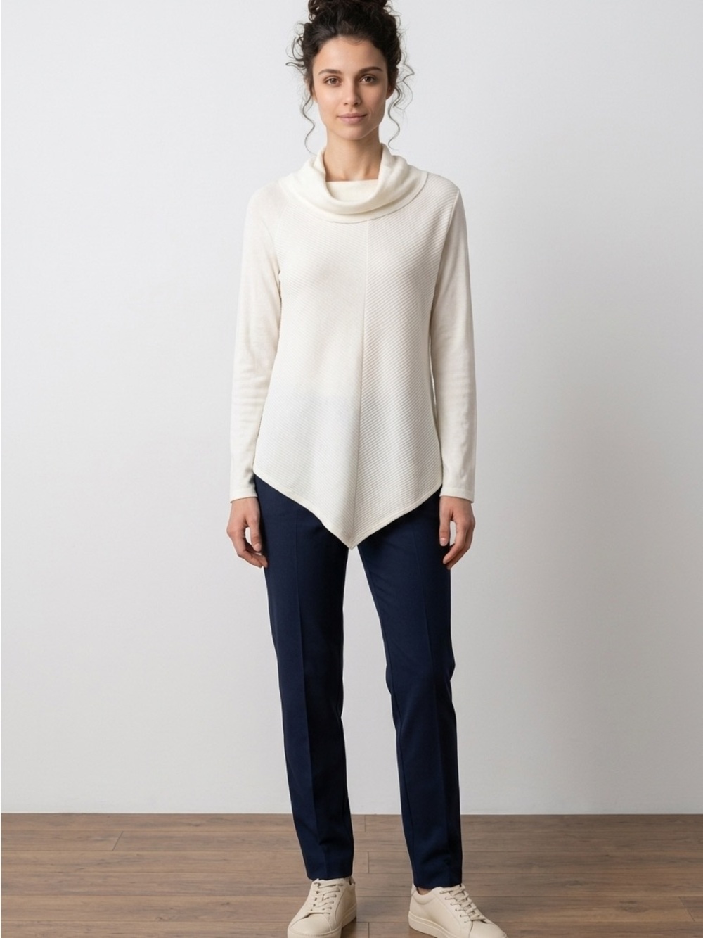 BCX Cream Cowl Neck Tunic Sweater